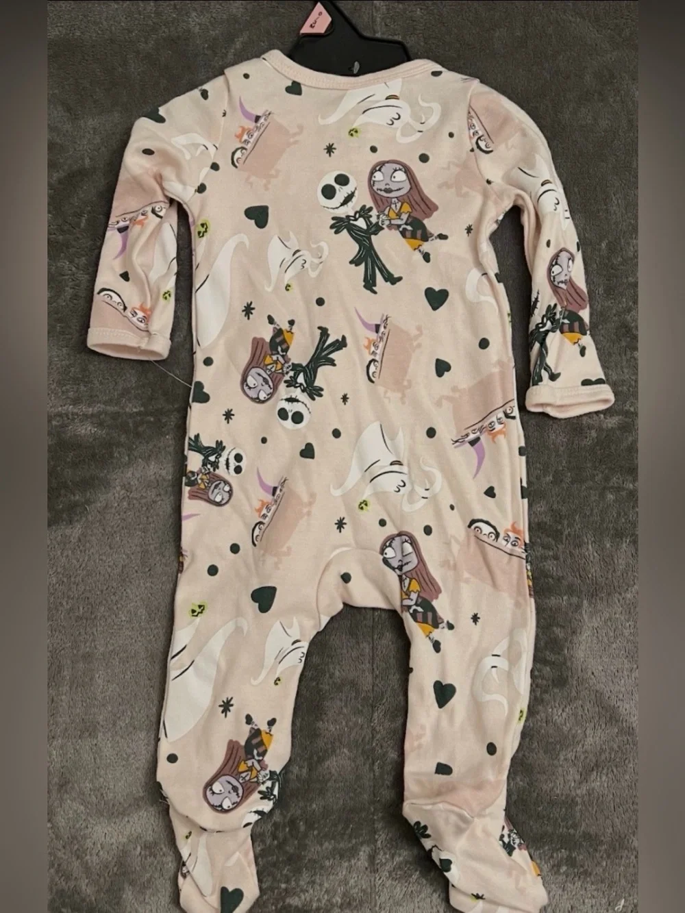 New Disney Baby Nightmare Before Christmas NBC Footed Zip Bodysuit Size 0/3M